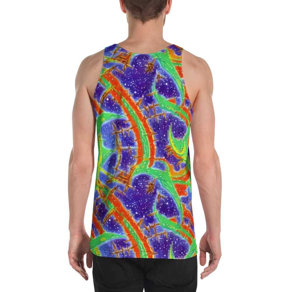 Blue Ember Maze on Men's Tank Top — Back