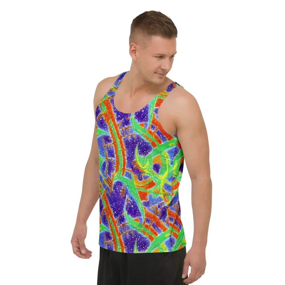 Blue Ember Maze on Men's Tank Top — Left Front
