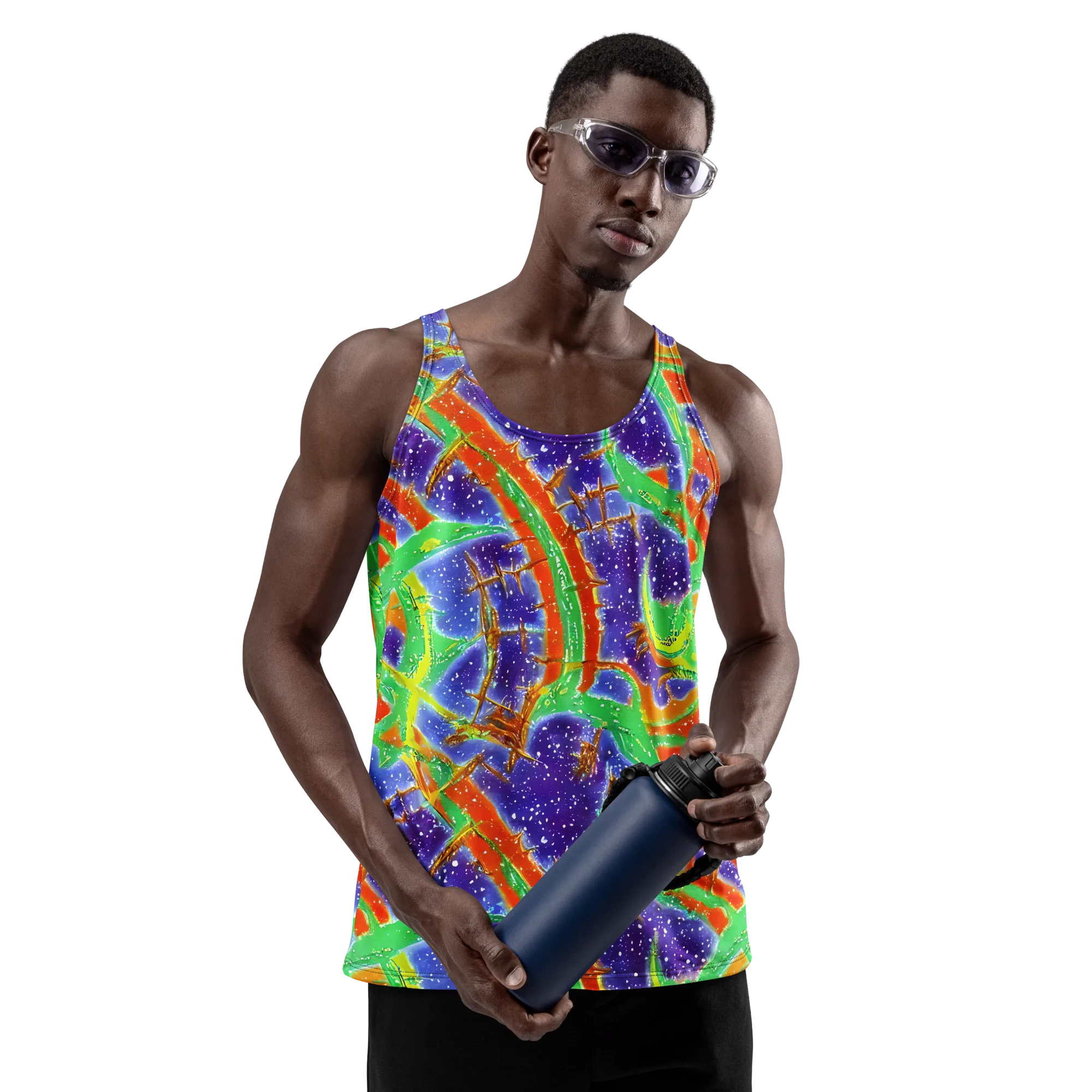 Blue Ember Maze on Men's Tank Top — Front