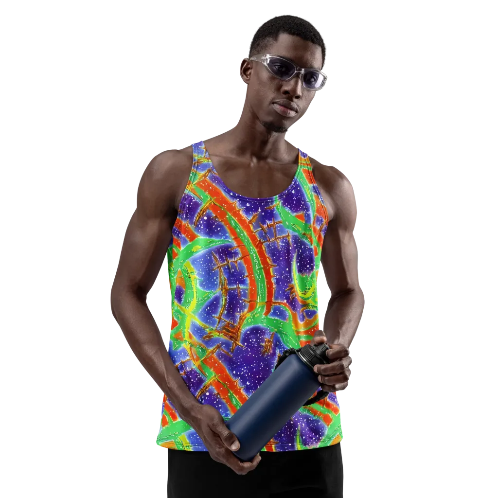 Blue Ember Maze on Men's Tank Top — Front