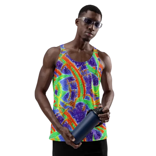 Blue Ember Maze on a Men's Tank Top