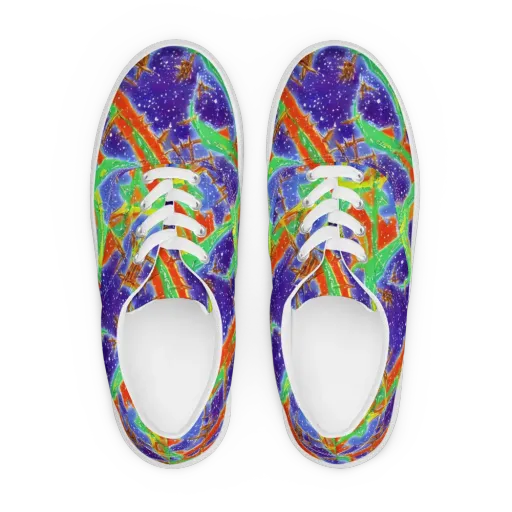 Blue Ember Maze on a Men's Lace-Up Canvas Shoes