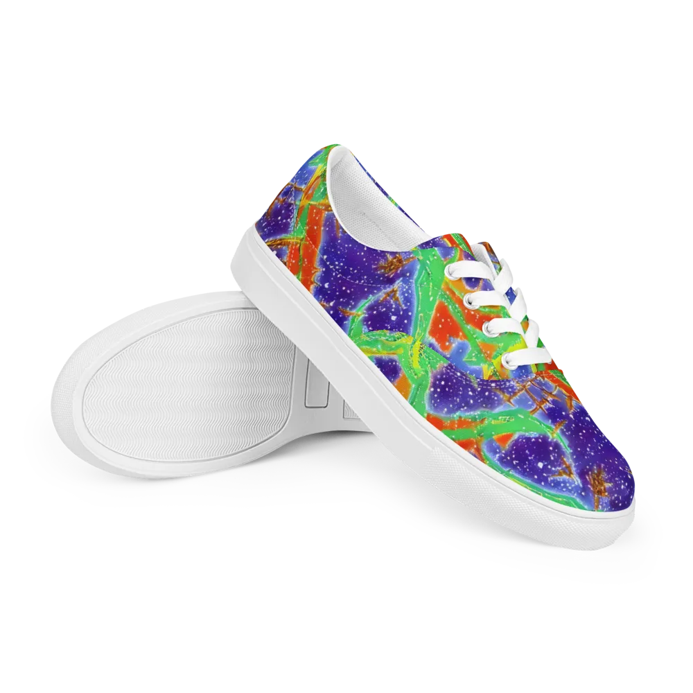 Blue Ember Maze on Men's Lace-Up Canvas Shoes — Right Front