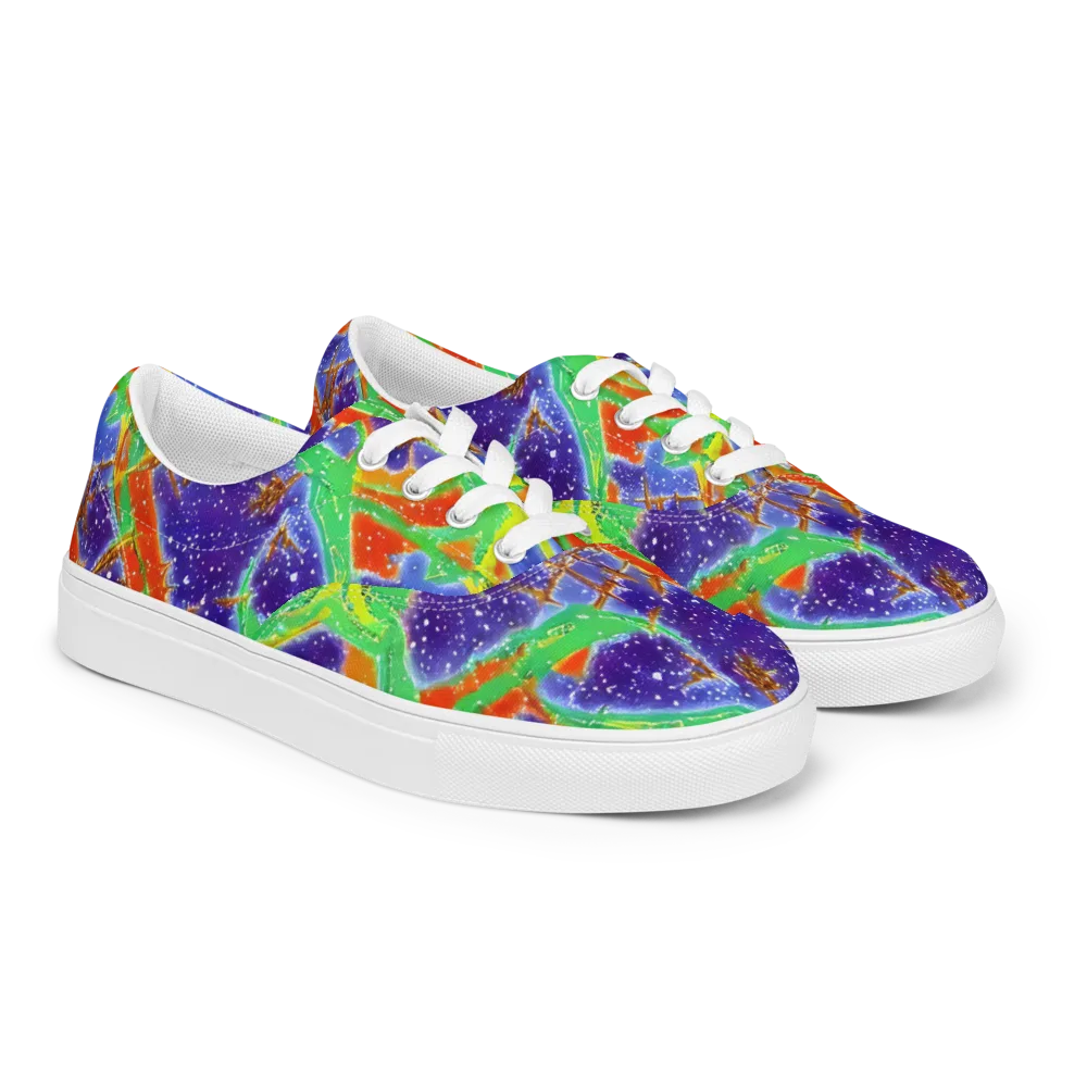 Blue Ember Maze on Men's Lace-Up Canvas Shoes — Right Front