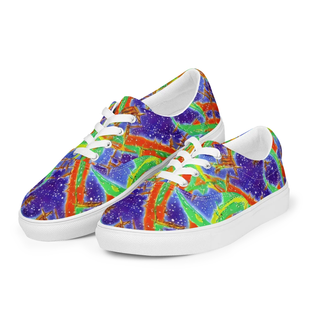 Blue Ember Maze on Men's Lace-Up Canvas Shoes — Left Front