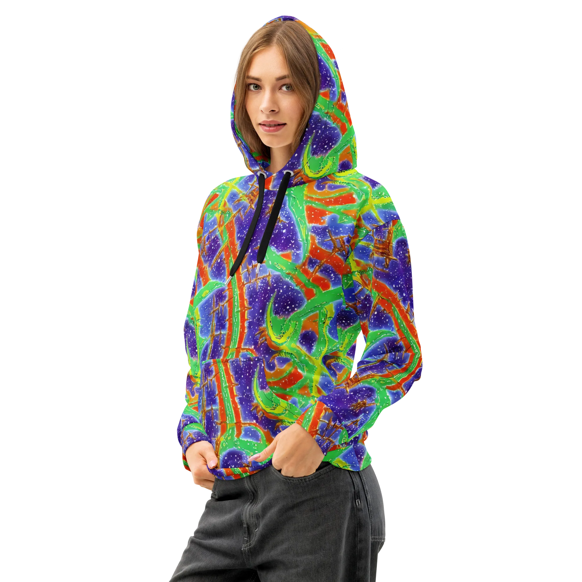 Blue Ember Maze on Cotton Hoodie — Left Front