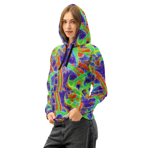 Blue Ember Maze on a Cotton Hoodie
