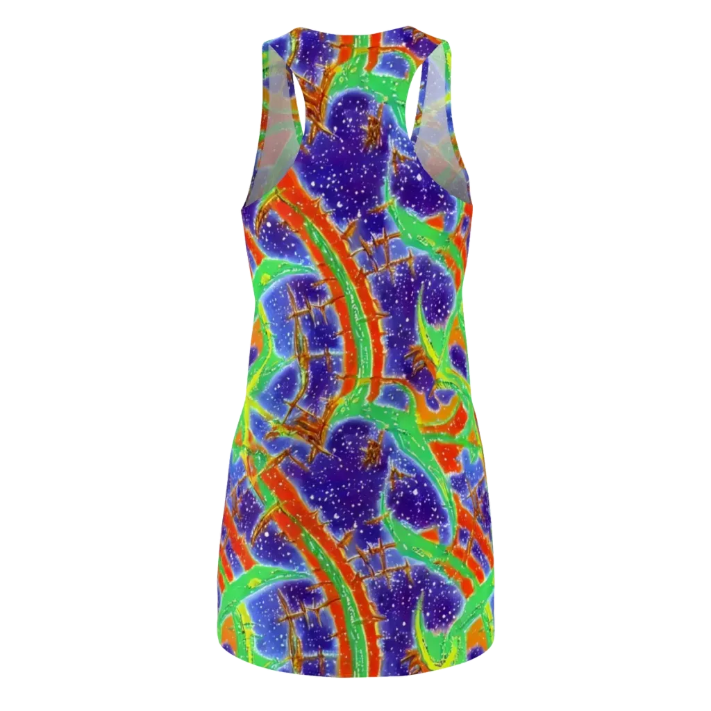 Blue Ember Maze on Racerback Dress — Back
