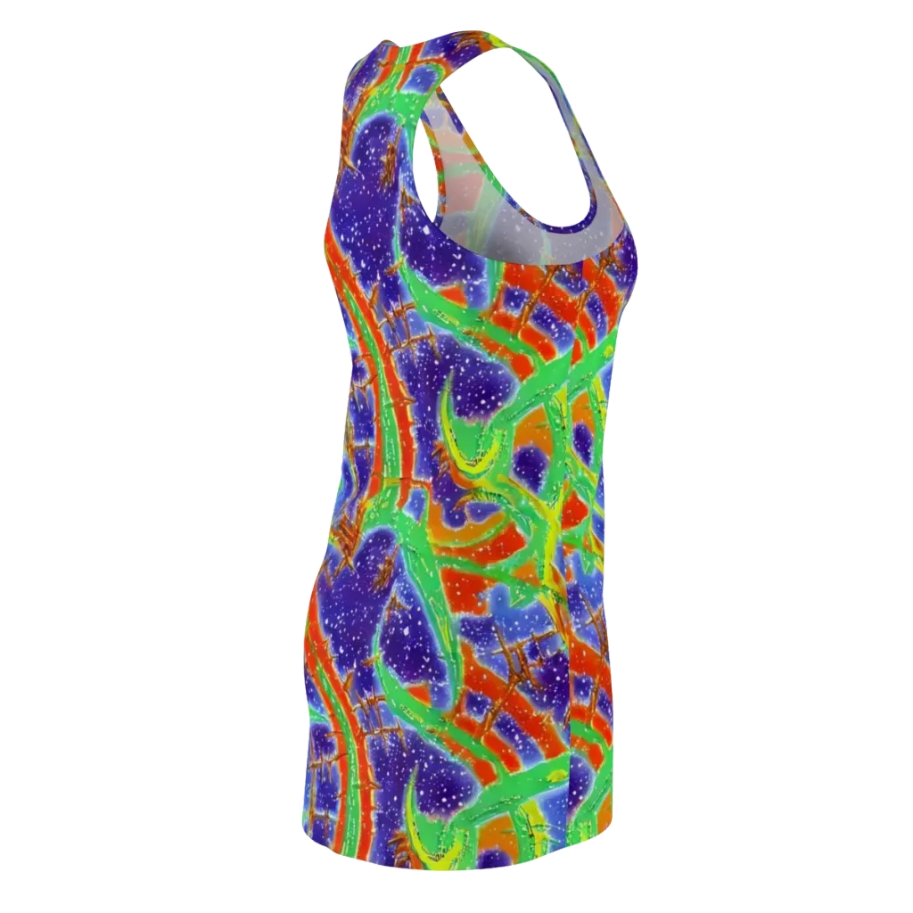 Blue Ember Maze on Racerback Dress — Back Side