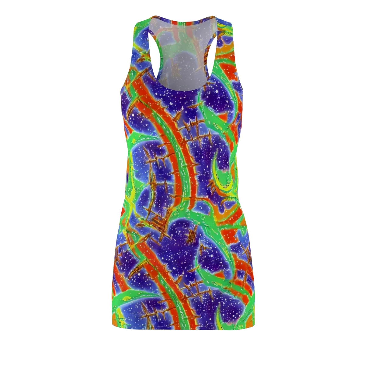 Blue Ember Maze on Racerback Dress — Front