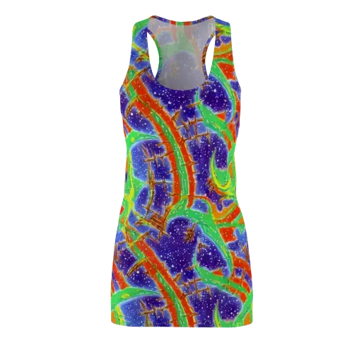 Blue Ember Maze on a Racerback Dress