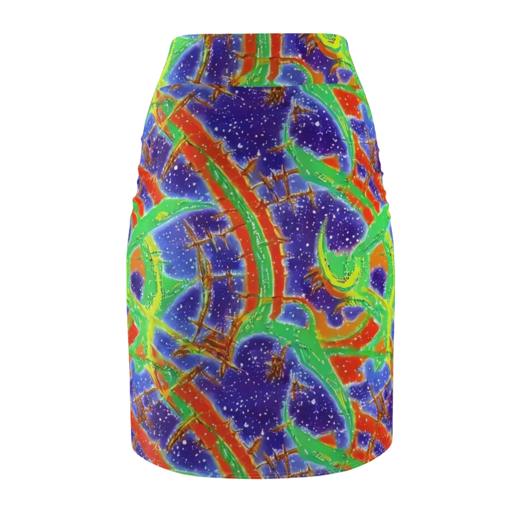 Blue Ember Maze on Pencil Skirt — Back