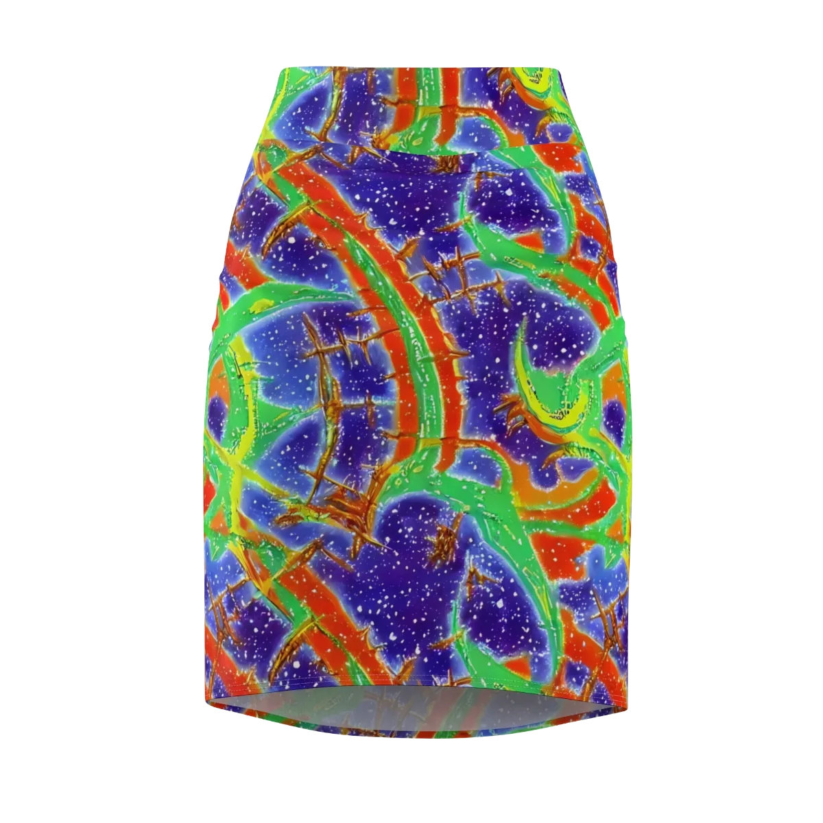 Blue Ember Maze on Pencil Skirt — Front