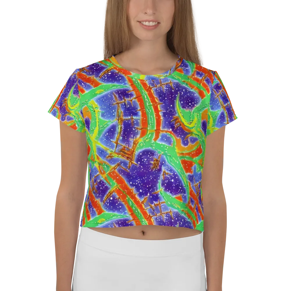 Blue Ember Maze on Crop Tee — Front