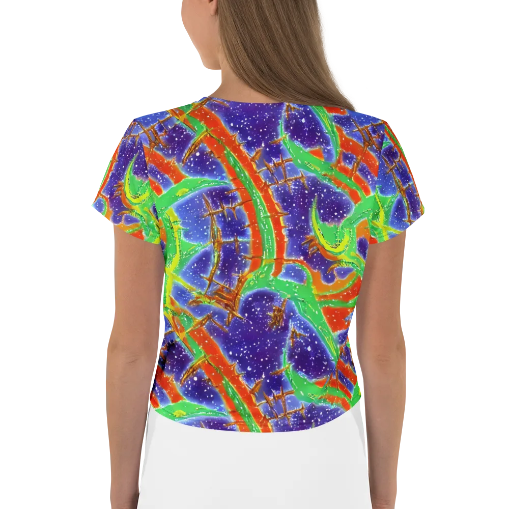 Blue Ember Maze on Crop Tee — Back