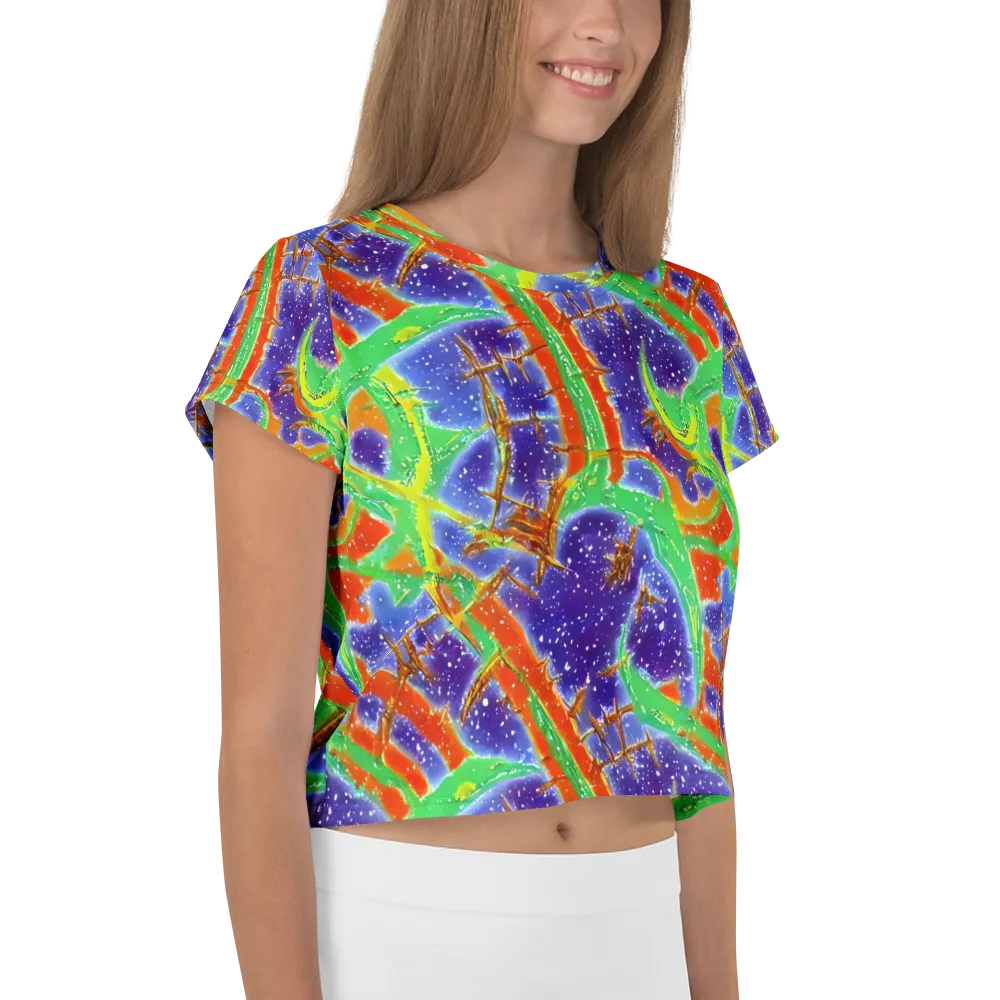 Blue Ember Maze on Crop Tee — Right