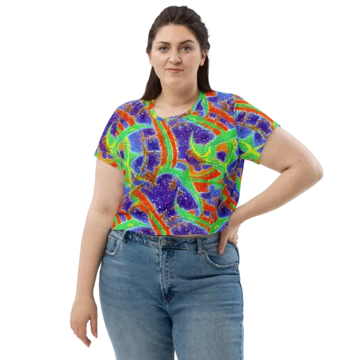 Blue Ember Maze on a Crop Tee