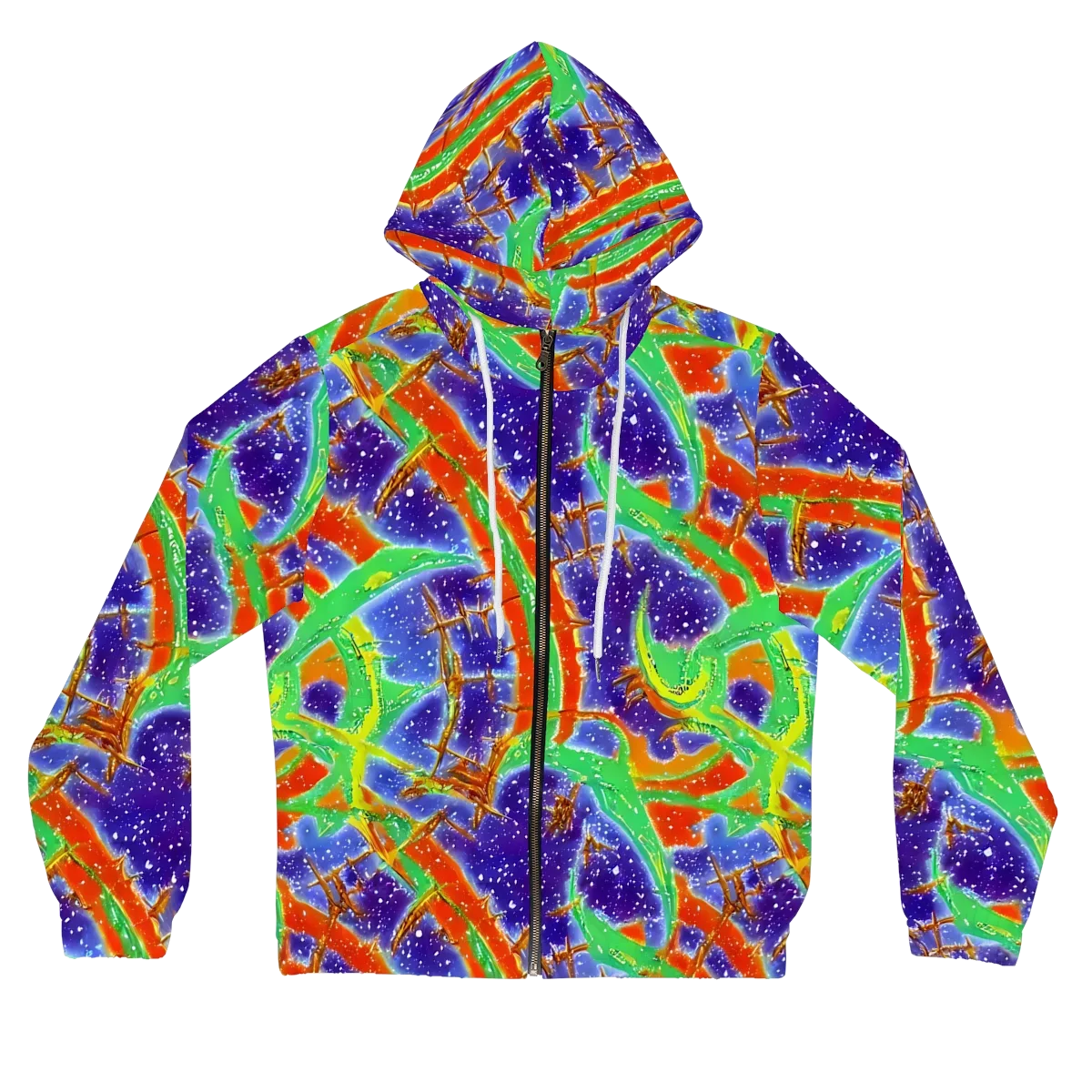 Blue Ember Maze on Women's Full-Zip Hoodie — Front