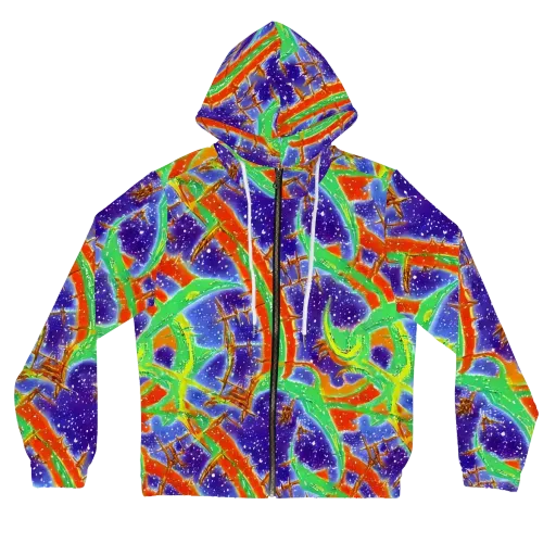 Blue Ember Maze on a Women's Full-Zip Hoodie