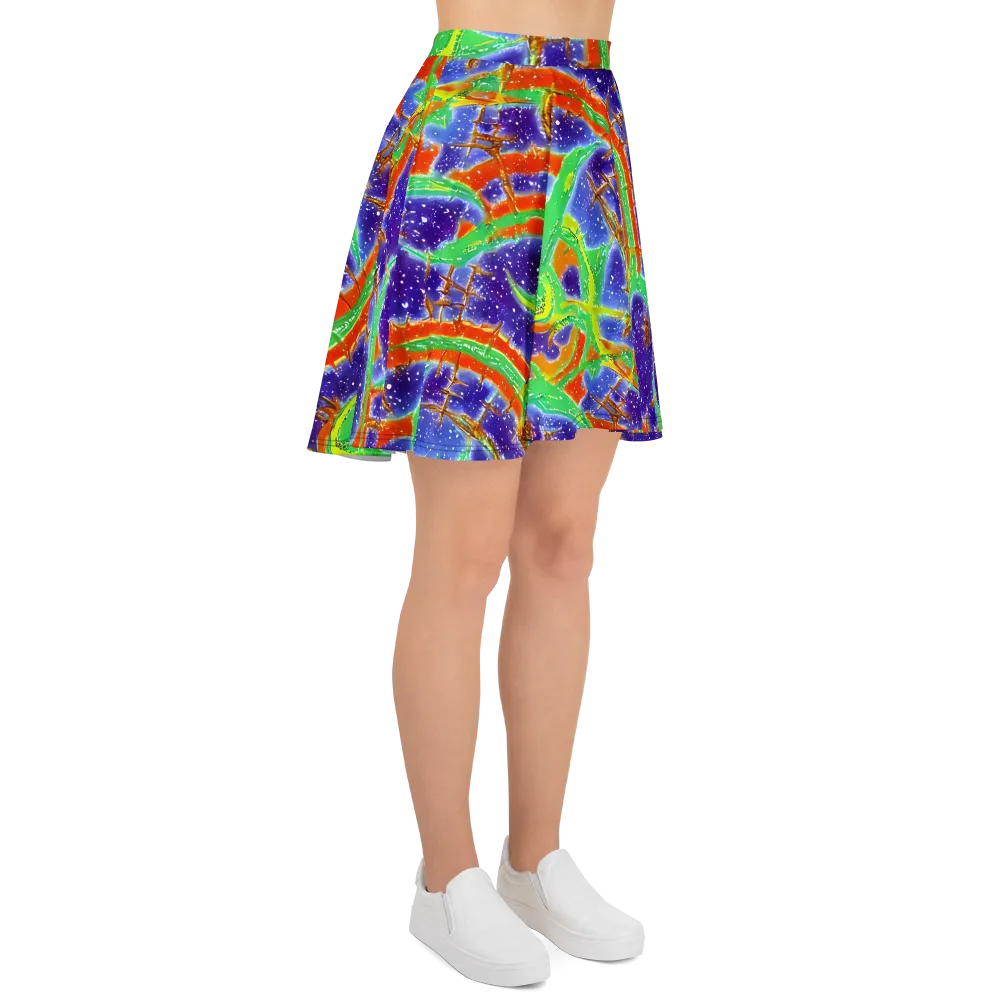 Blue Ember Maze on Skater Skirt — Right