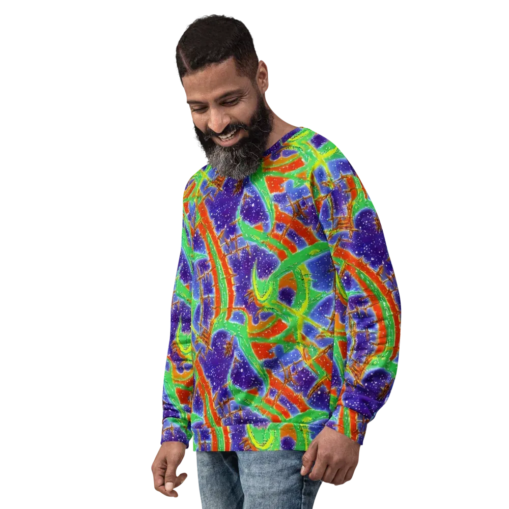 Blue Ember Maze on Sweatshirt — Left Front