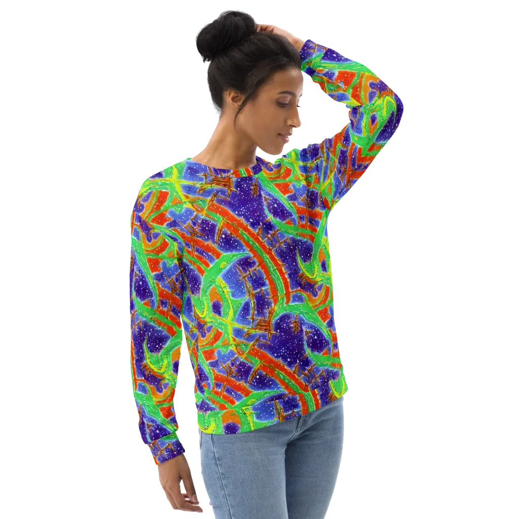 Blue Ember Maze on Sweatshirt — Right Front