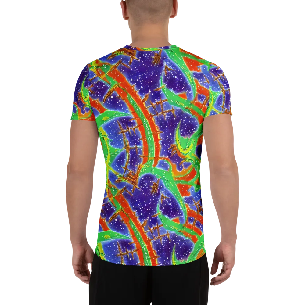 Blue Ember Maze on Men's Athletic T-Shirt — Back