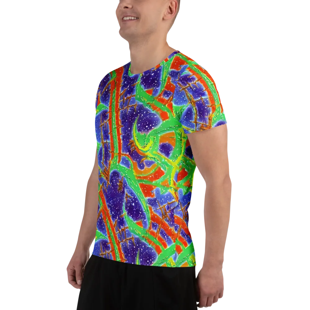 Blue Ember Maze on Men's Athletic T-Shirt — Left