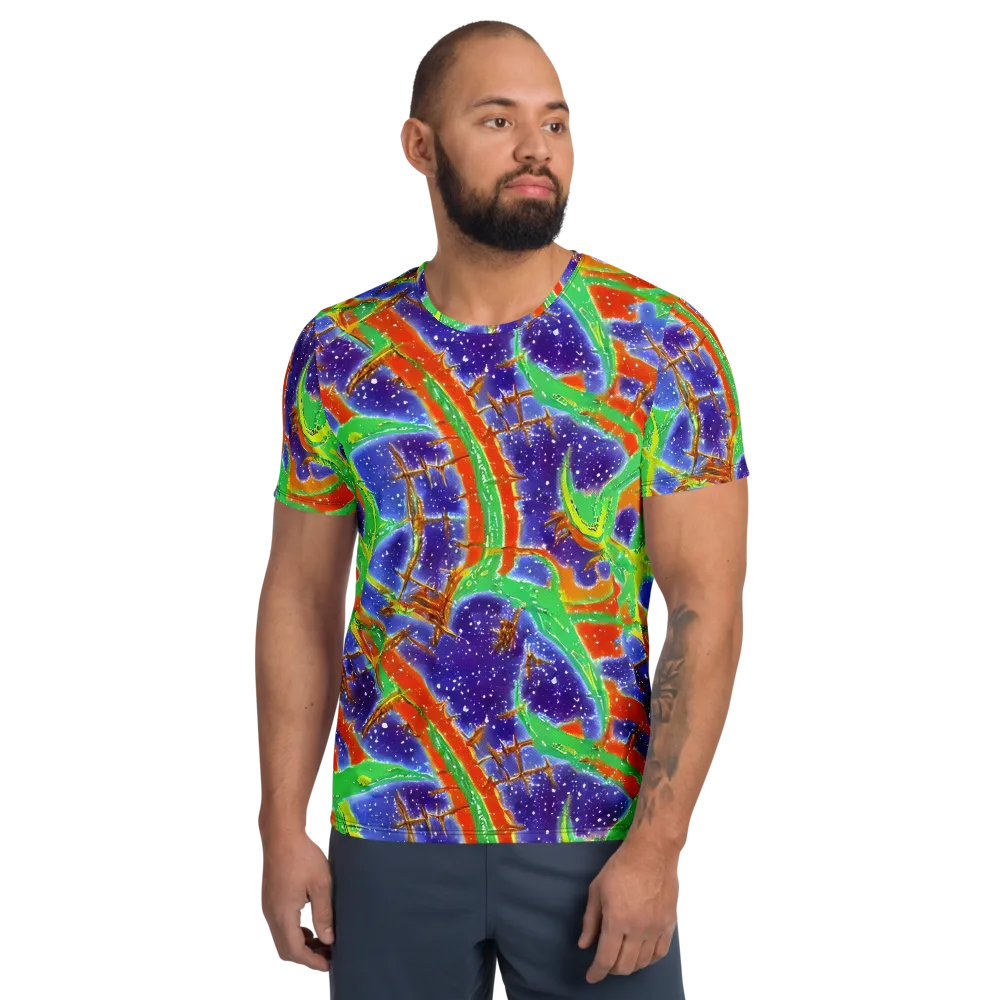 Blue Ember Maze on Men's Athletic T-Shirt — Front