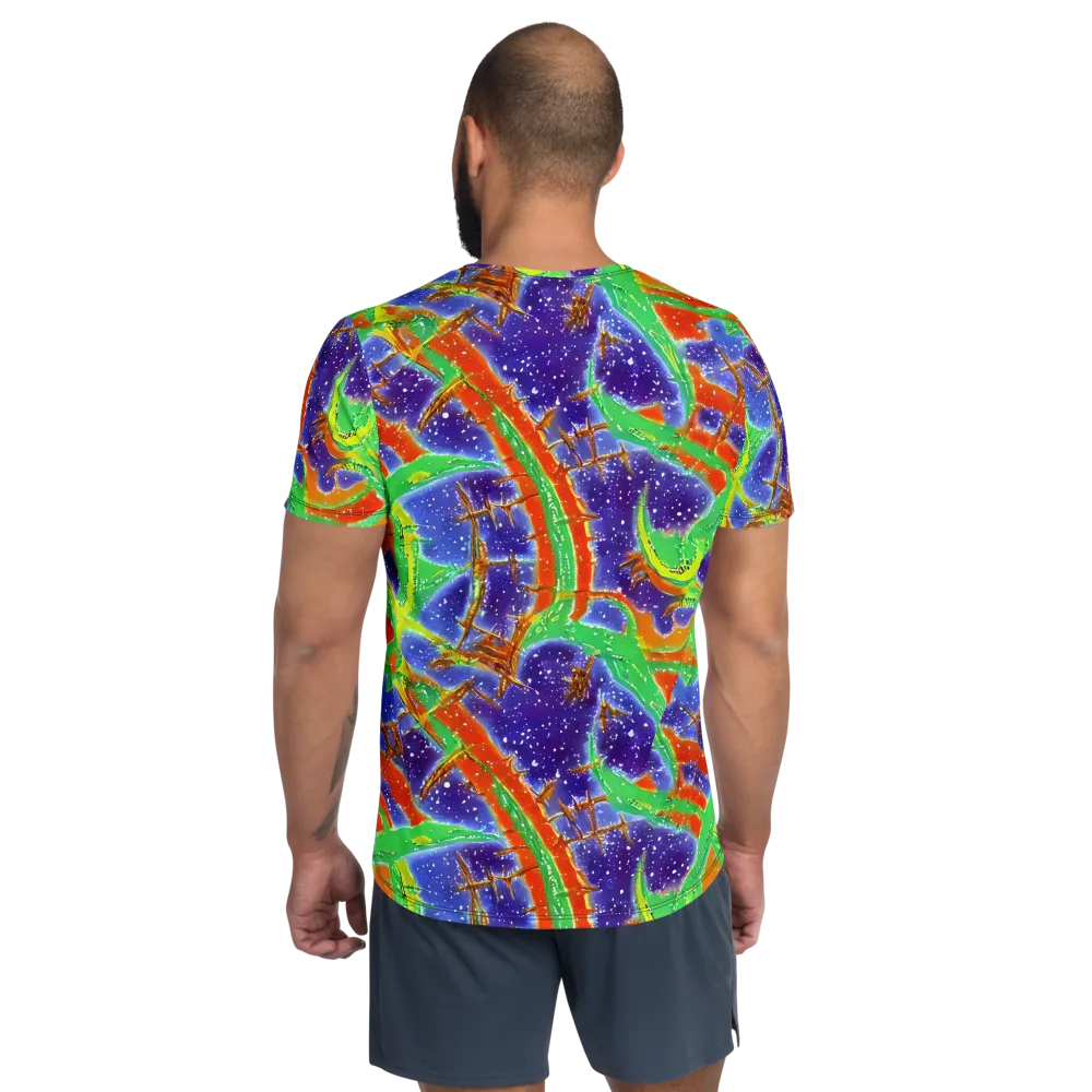 Blue Ember Maze on Men's Athletic T-Shirt — Back