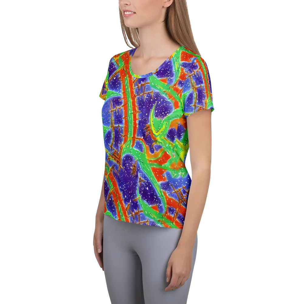 Blue Ember Maze on Women's Athletic T-Shirt — Left