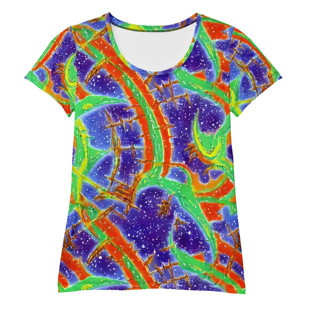 Blue Ember Maze on Women's Athletic T-Shirt — Front