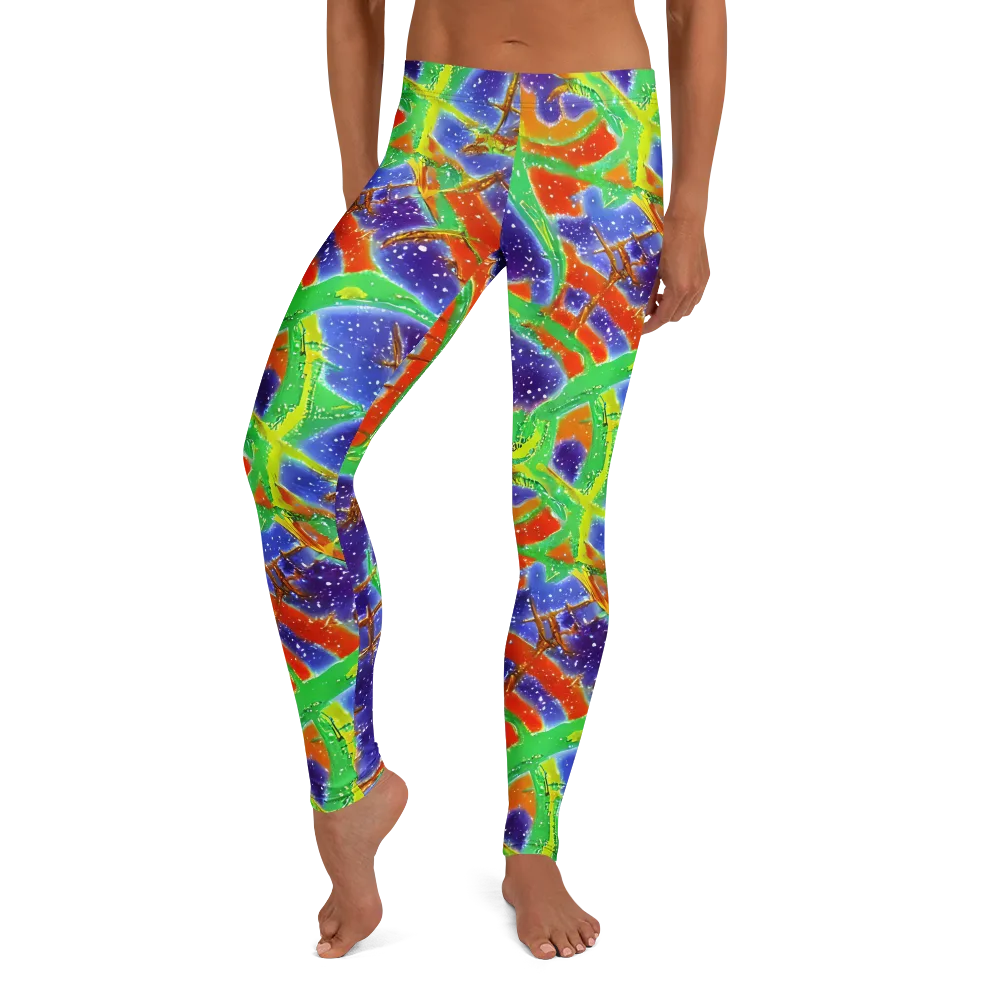 Blue Ember Maze on Leggings — Front