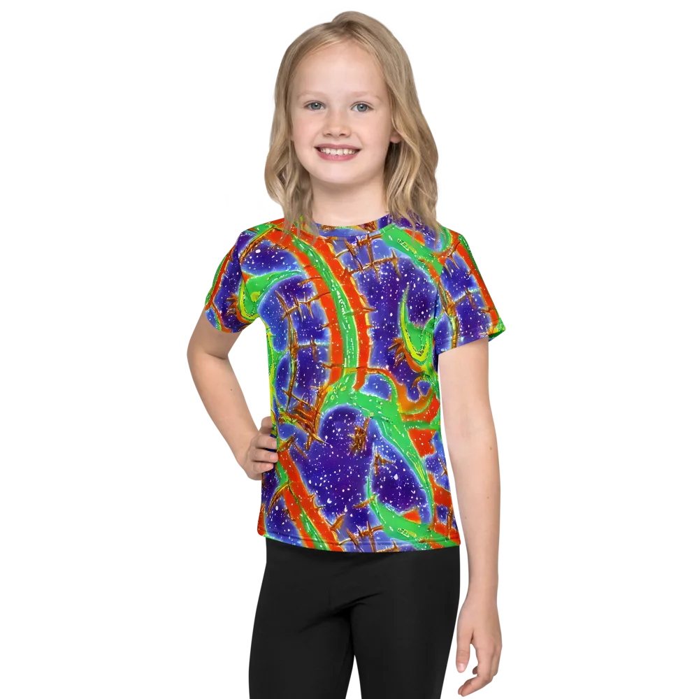 Blue Ember Maze on Kids Crew Neck T-Shirt — Front