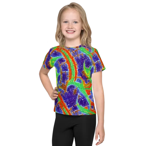 Blue Ember Maze on a Kids Crew Neck T-Shirt