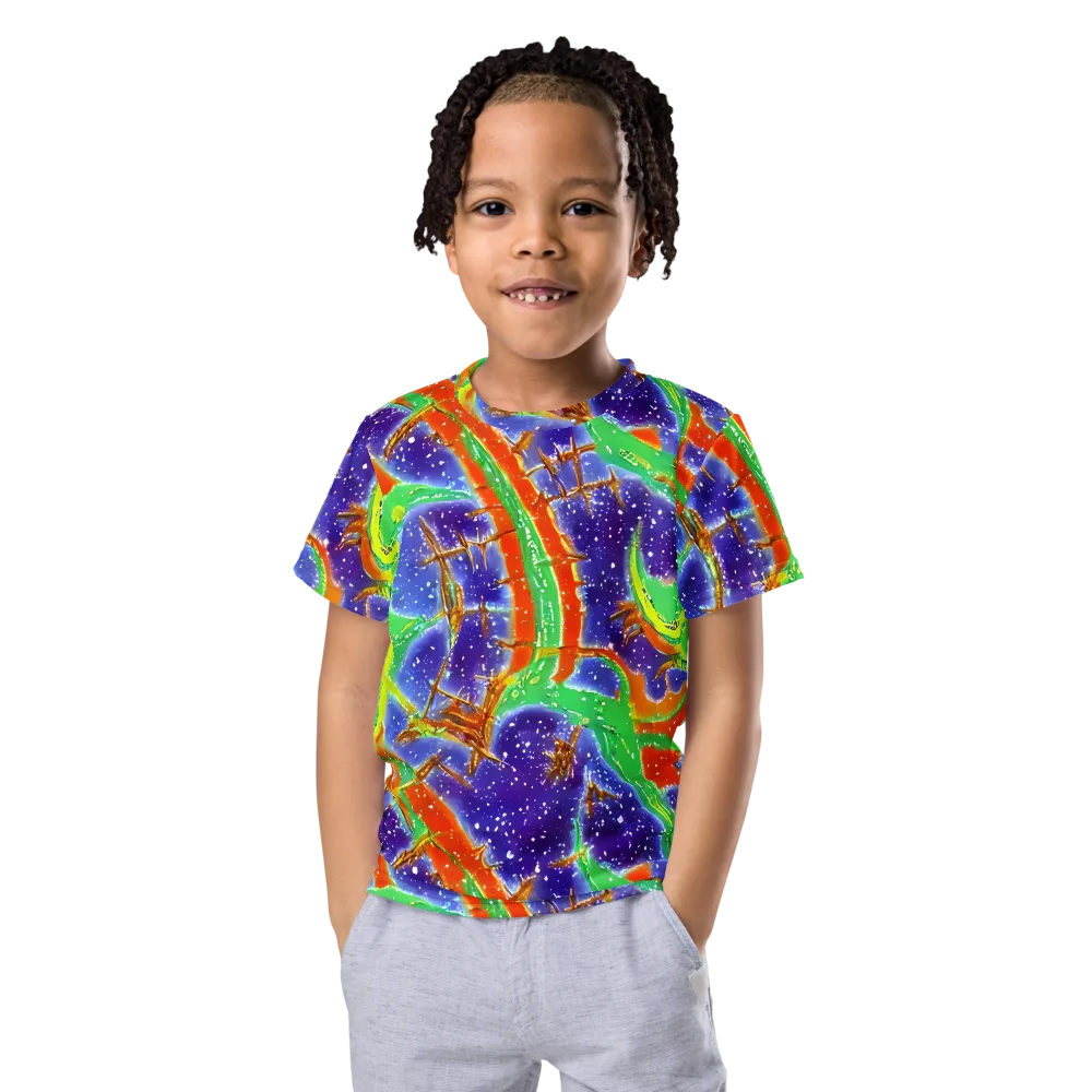 Blue Ember Maze on Kids Crew Neck T-Shirt — Front
