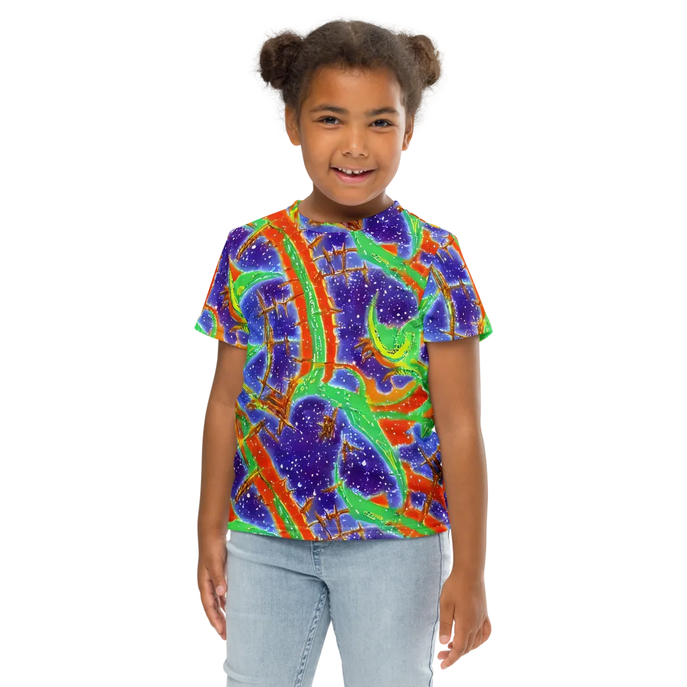 Blue Ember Maze on Kids Crew Neck T-Shirt — Front