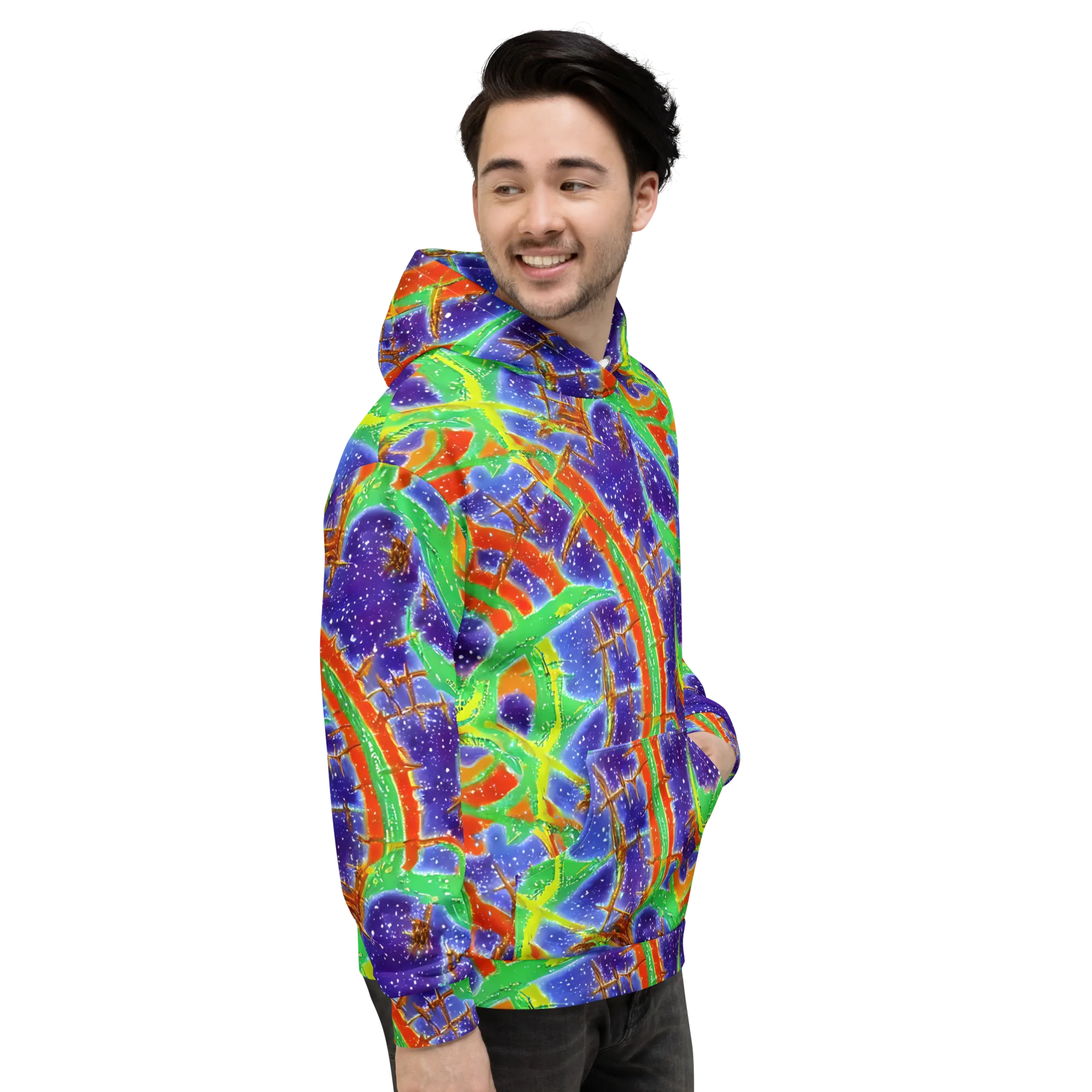 Blue Ember Maze on Hoodie — Right
