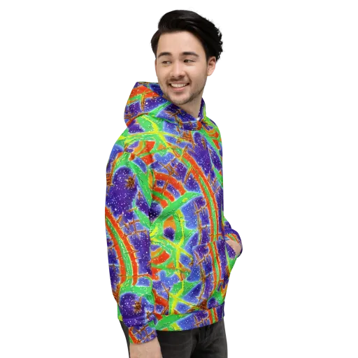 Blue Ember Maze on a Hoodie