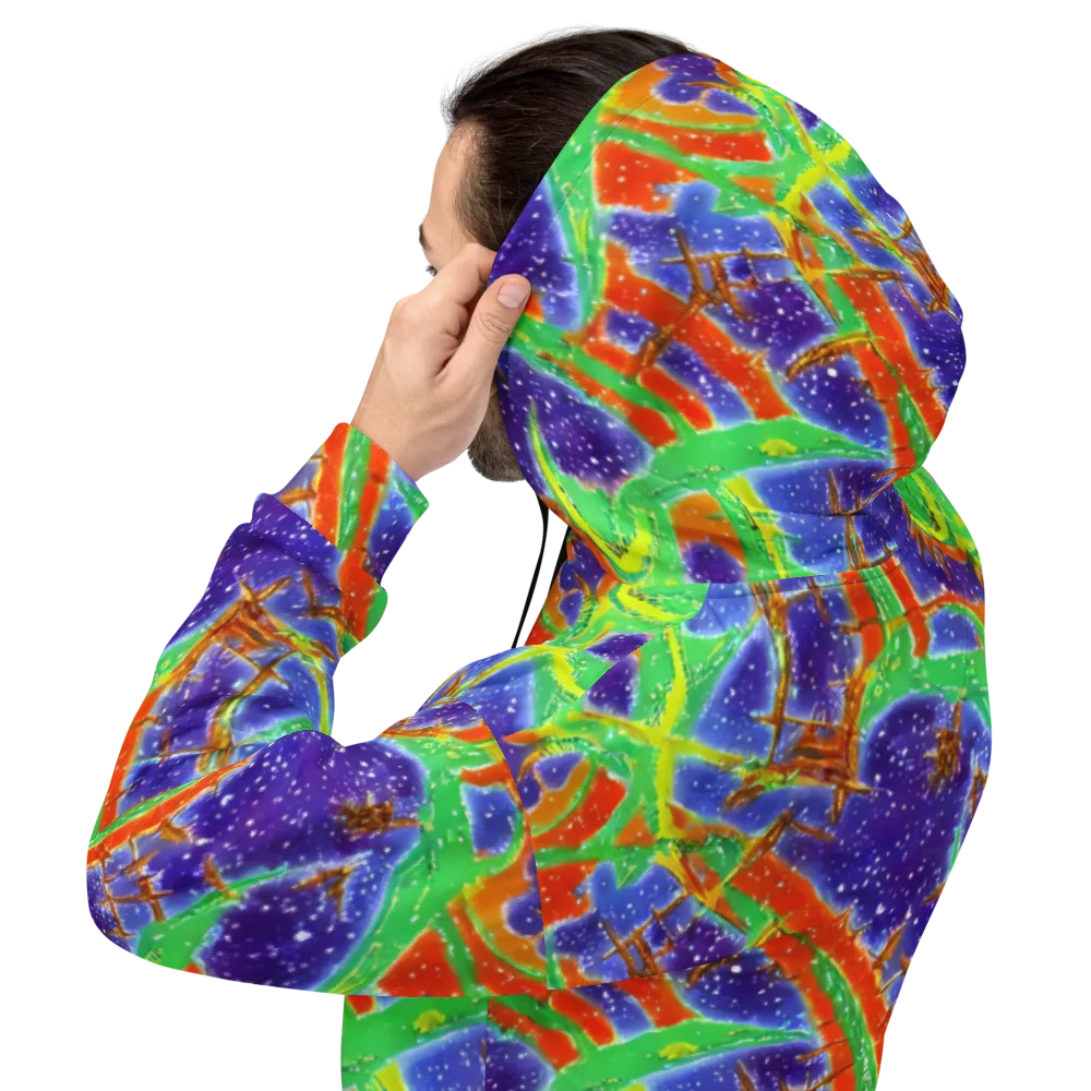 Blue Ember Maze on Hoodie — Back