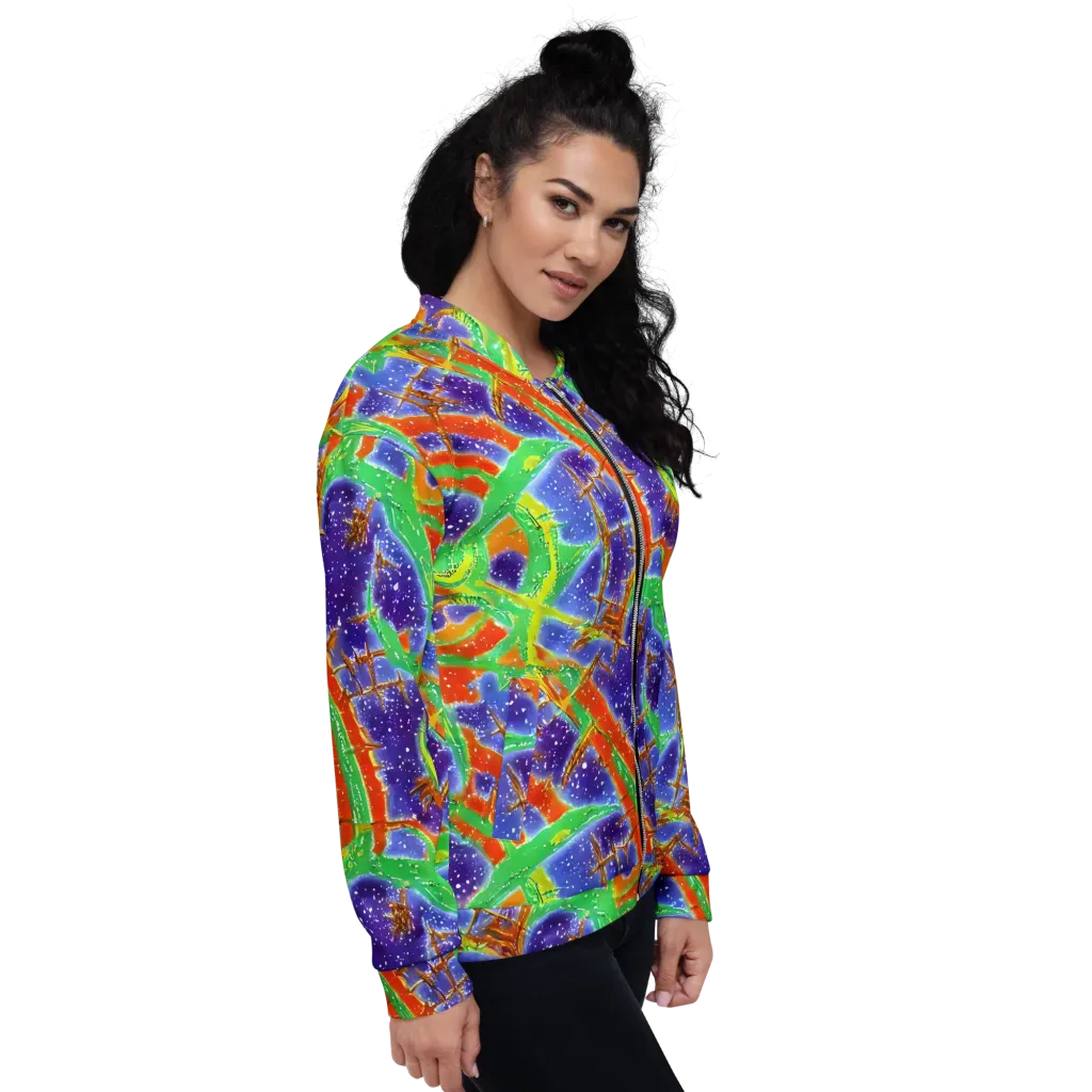 Blue Ember Maze on Bomber Jacket — Right
