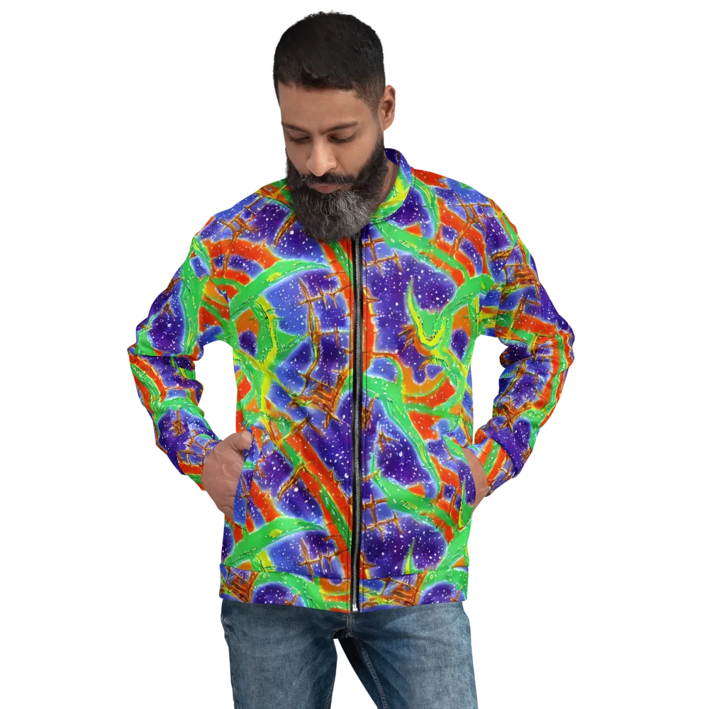 Blue Ember Maze on Bomber Jacket — Front