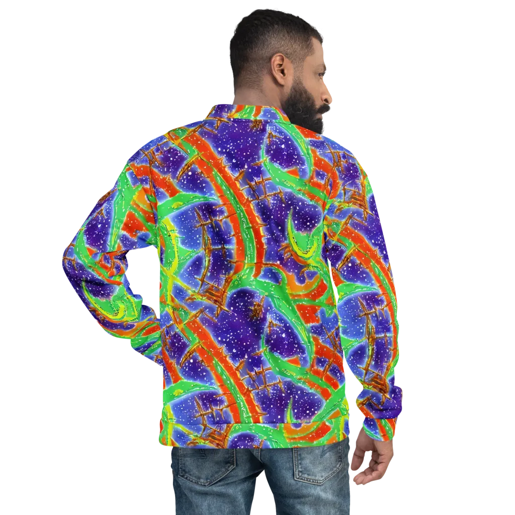 Blue Ember Maze on Bomber Jacket — Back