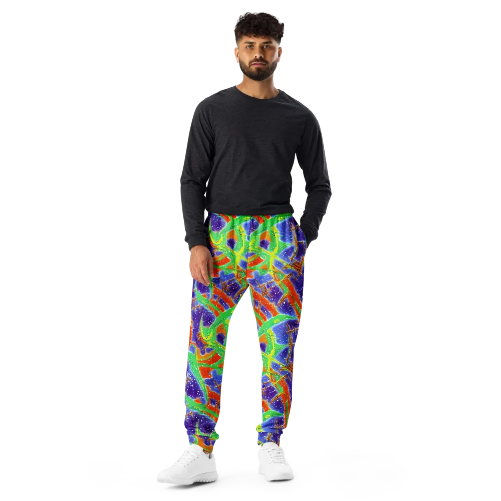 Blue Ember Maze on Men's Joggers — Front