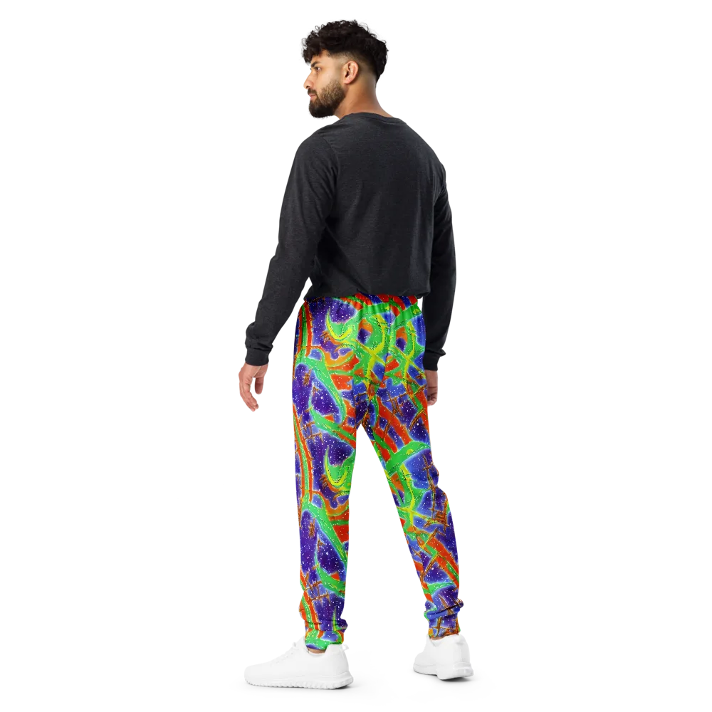 Blue Ember Maze on Men's Joggers — Back