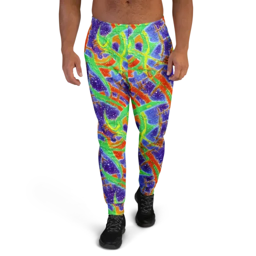 Blue Ember Maze on a Men's Joggers