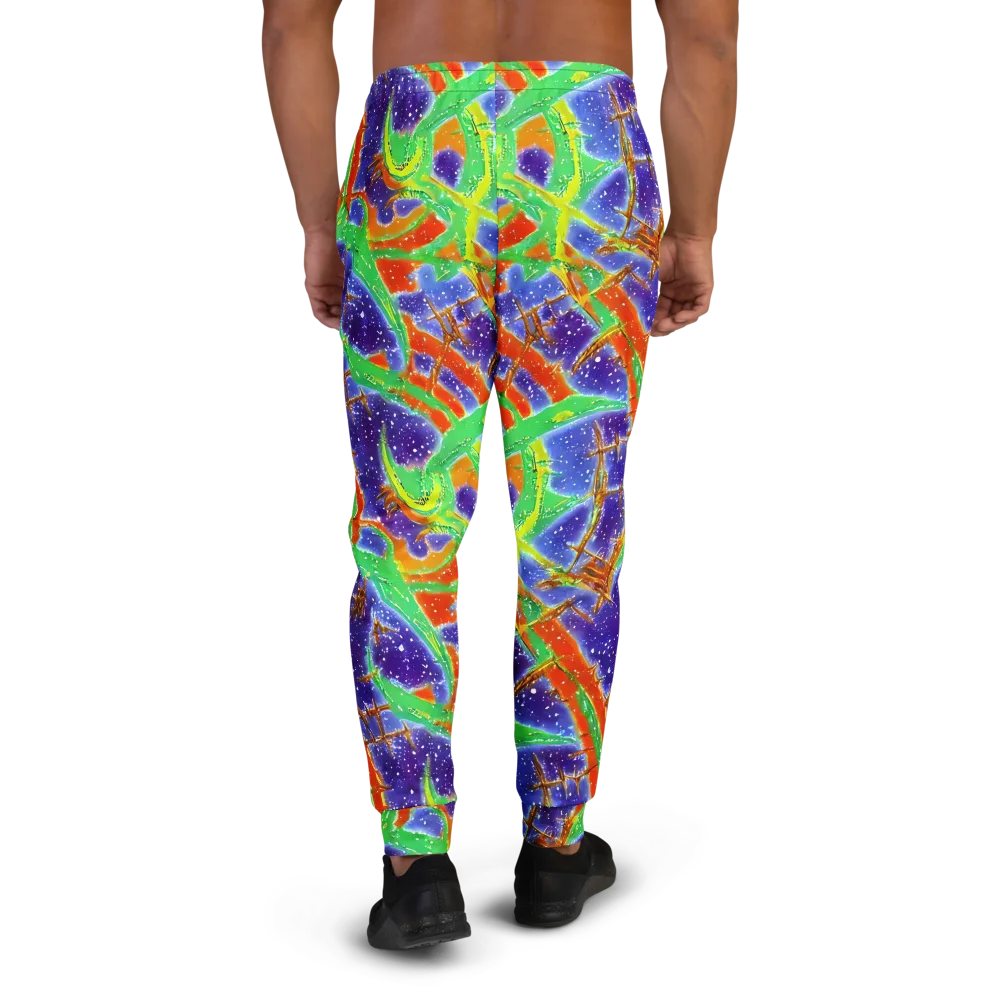 Blue Ember Maze on Men's Joggers — Back