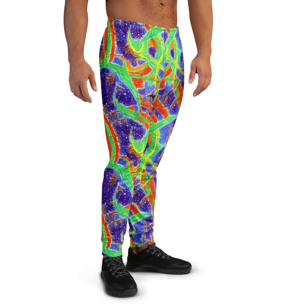 Blue Ember Maze on Men's Joggers — Right