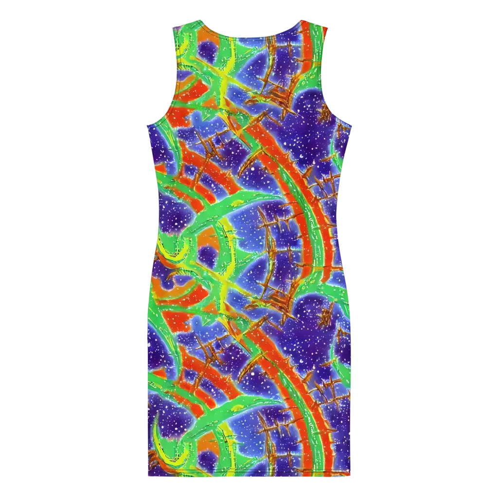 Blue Ember Maze on Bodycon Dress — Back