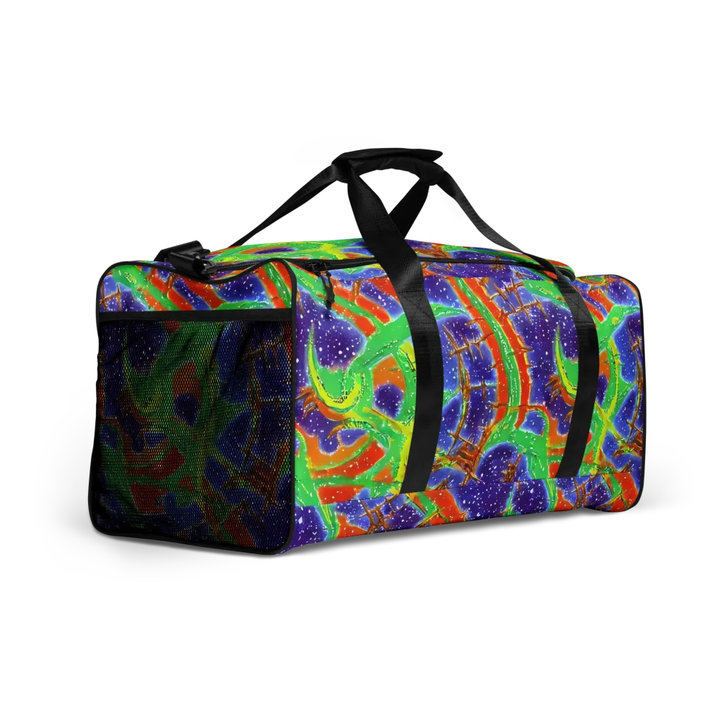 Blue Ember Maze on Duffle Bag — Right Front